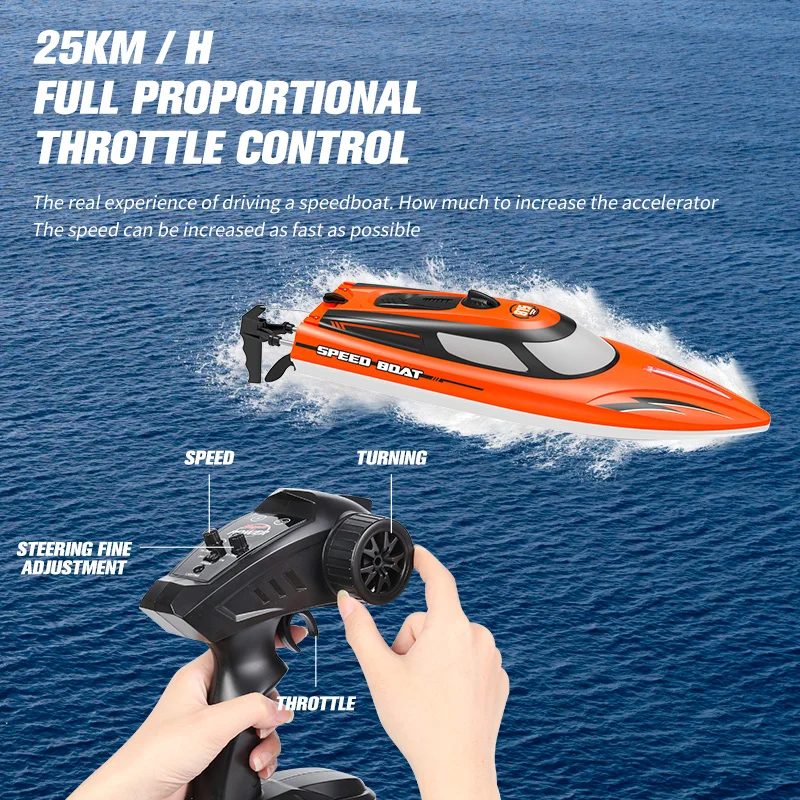 HJ815 High Speed Rc Racing Boat 2.4GHz 25KM/H 150M Control Distance Rc Fast Ship Toys with Water Cooling System