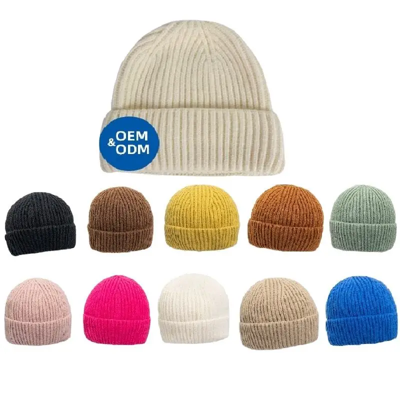 Custom Beanie Hats Logo Printed Jacquard Embroidery Winter Knitted Hat Winter Skull Beanies