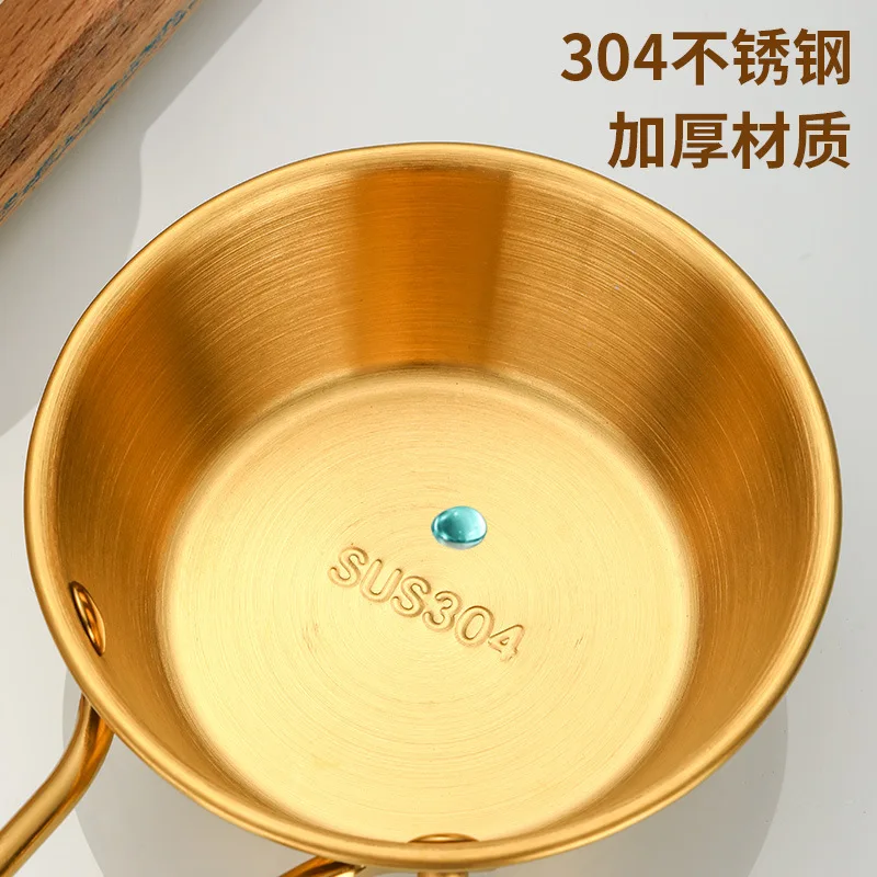 Dip Bowl Korean Golden 304 Stainless Steel Cooking Sauce Rice Wine Bowl with Handle
