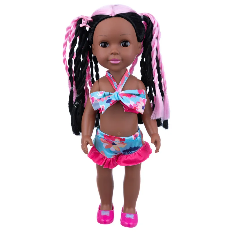 14 inch colorful skirt braided hair vinyl doll