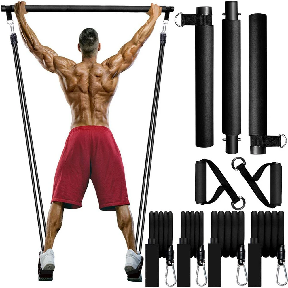 Wholesale Price 3-section Pilates Stick Adjustable Pilates Bar Unisex 10 Pcs Steel Tube Tpe Foam Yoga Pilate Exercise