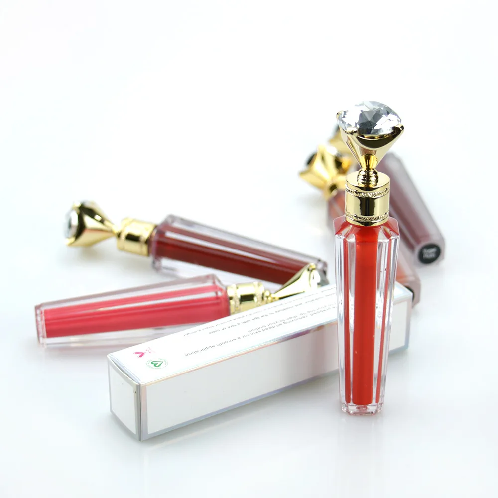 Private Label Custom Long Lasting Makeup Lip Gloss Waterproof Moisturizing Diamond Liquid Matte Lipstick
