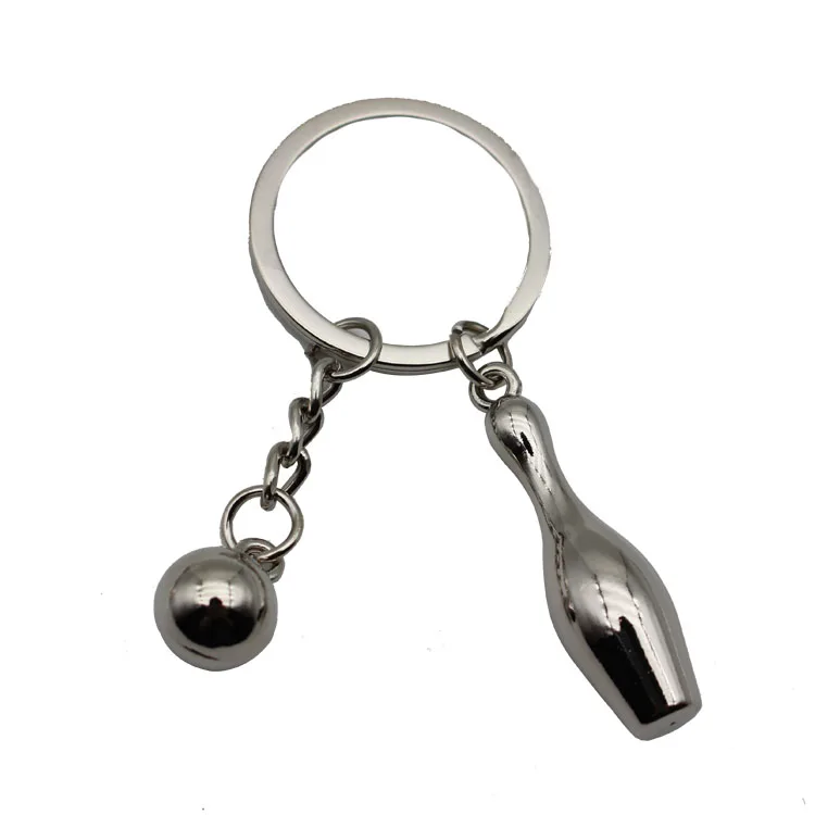 Oem 3d Metal mini bowling ball keychain for sport souvenir