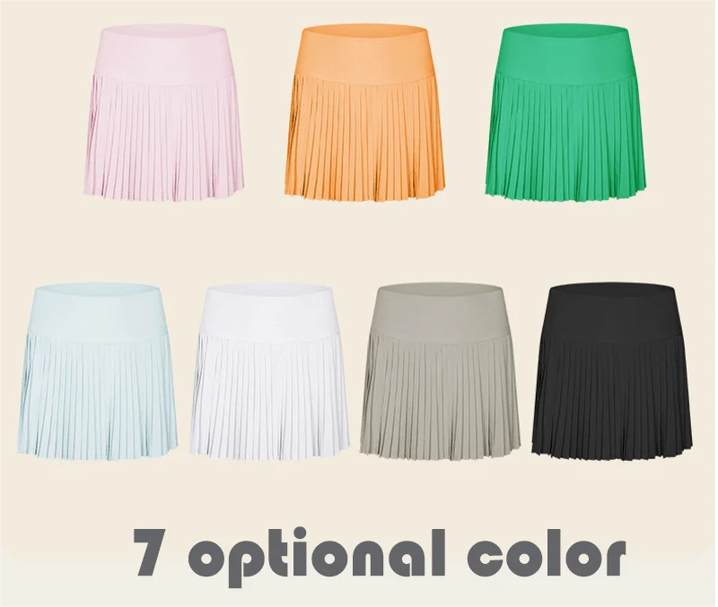 Wholesale Customized High Quality Mock Two Pieces  Yoga Skirt Pleated Skirt With Side Pockets With Ribbed Yoga Skirt Yoga Pants