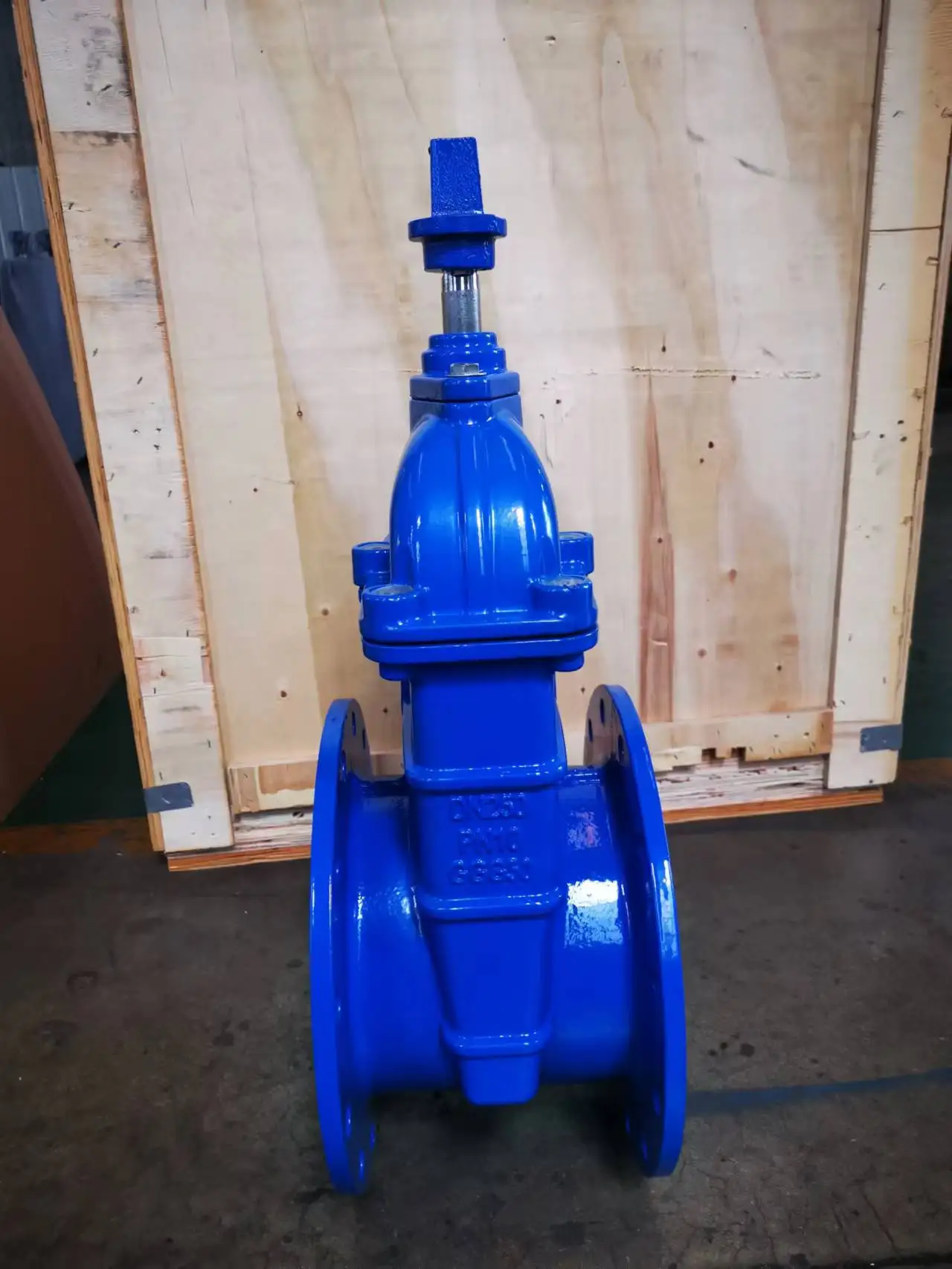 ISO Certificated Ductile Iron Body DIN3352 DN100 PN16 WCB Stem Handle Lever Actuator Rubber Seal Gate Valve
