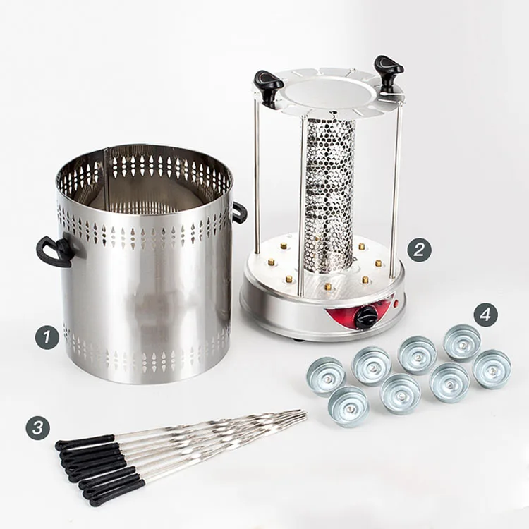 small portable 8 Skewers bbq barbecue chicken vertical grill electric machine oven motor rotating rotisseries