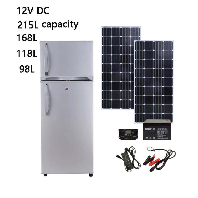12V 215L solar mini fridge dc power home refrigerator solar refrigerator with panel solar freezer refrigerator