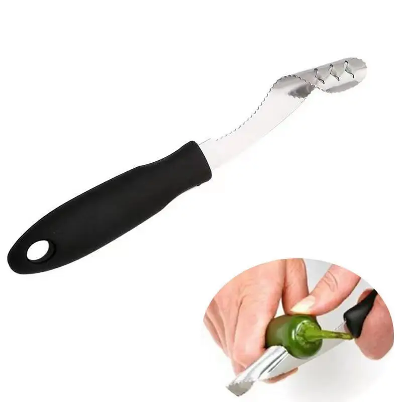 2-in-1 Jalapeno Corer Tool  Stainless Steel Pepper Seed Remover Tool with Serrated Edges & Soft Rubber Handle