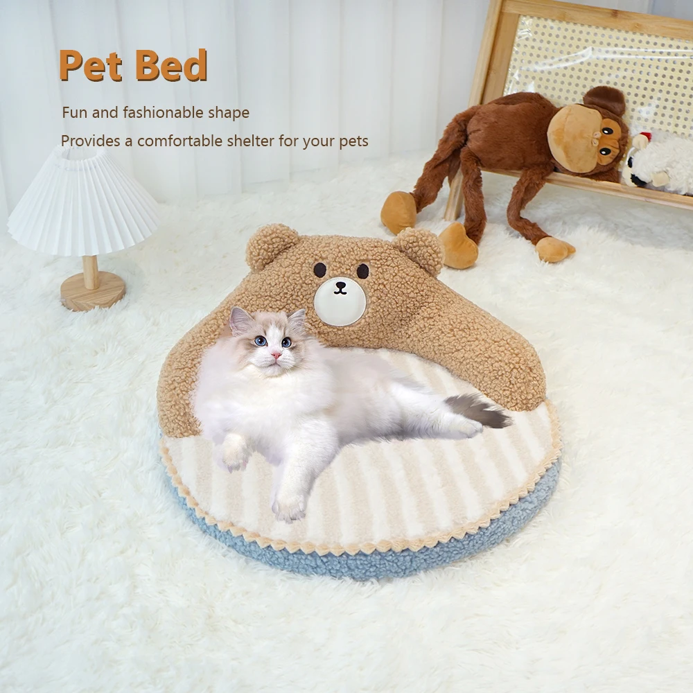 Bear Shaped Pet Bed Foam Dog Mat Anti Anxiety Plush Dog Bed Removable Pet Sleeping Bed Indoor Cat Sofa
