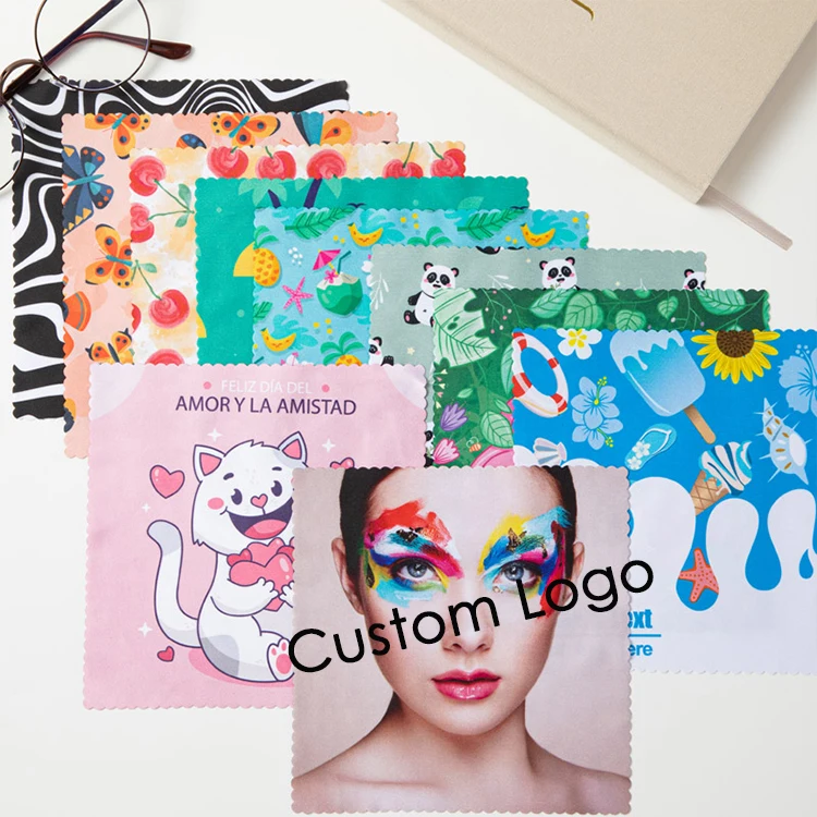 Wholesale Custom Print Microfiber Glasses Cleaning Cloth Sunglasses eyeglass cloth Custom Logo lens cleaning cloth