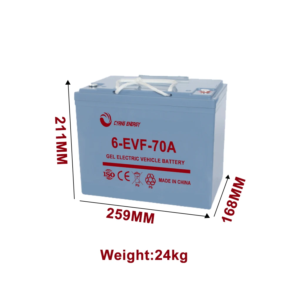 Hot selling 6-EVF-70 /12V70AH 48V 60V 72V VRLA AGM deep cycle gel lead-acid battery for electric tricycle four-wheeled vehicle