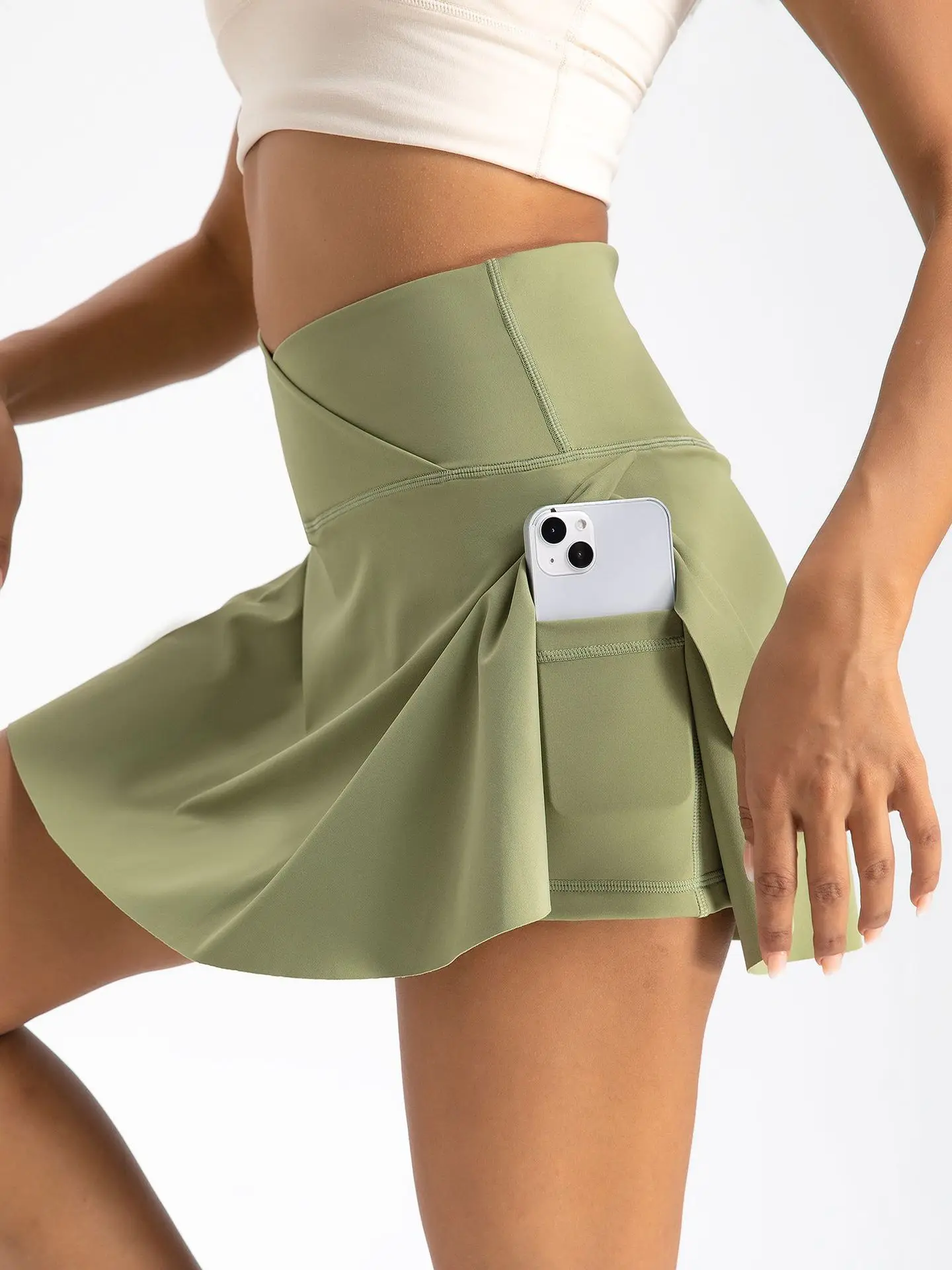 Crossover High Waist Built-in Shorts Athletic Golf Skorts tennis skirt premium dress pickleball wear lady Summer Workout Outfits