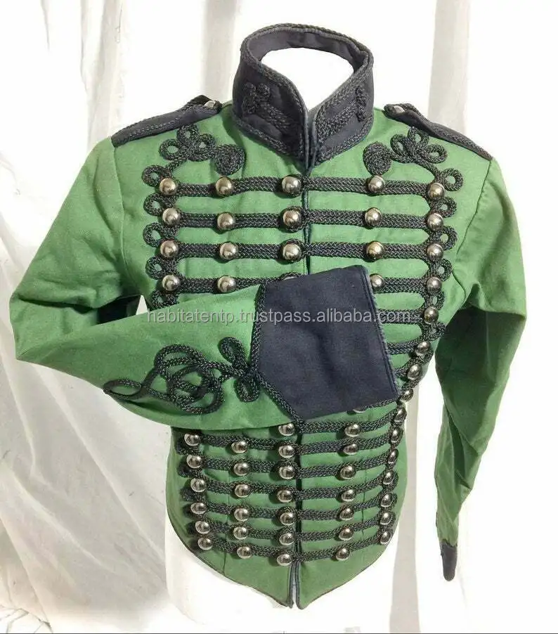 Оптовая продажа острая стильная зеленая куртка Hussar для мужчин черная оплетка индивидуальные размеры всех цветов