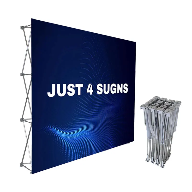 10ft Portable Back Wall Display Racks Pop-Up Trade Show Stand Banner for Exhibition Events Booths