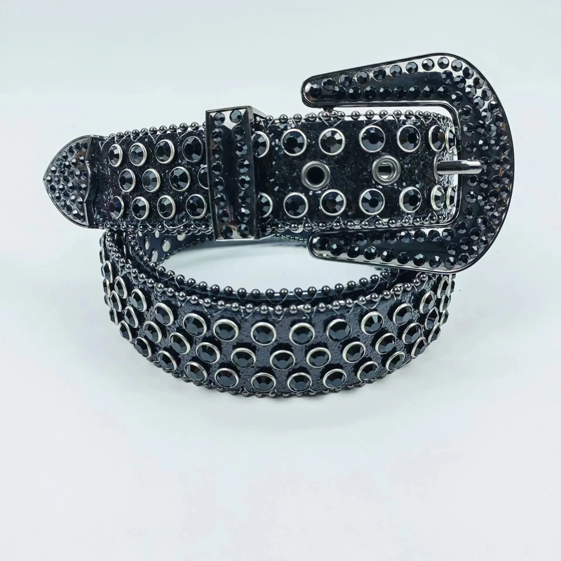 Luxury Western Rhinestone Belt Diamond Buckle High Quality Leather Fashion Crystal Jeans Belt for Women