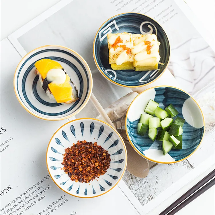 Small Japanese Ceramic Seasoning Sushi Plate Vinegar Mustard Dish Home Sauce Dish