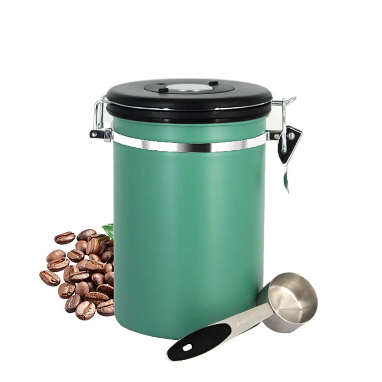 coffee canister with valve & date tracker coffee grounds beans canister stainless steel airtight coffee canister