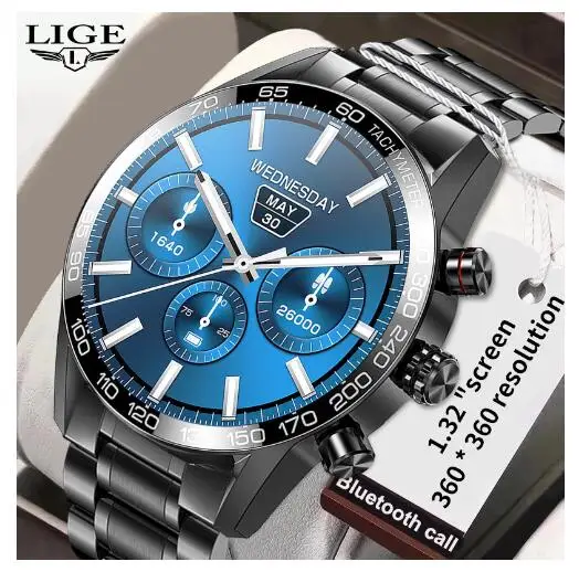 2022 LIGE NFC Smart Watch Men 360*360 Full Touch Sports Fitness Watches Waterproof Smartwatch for Calling