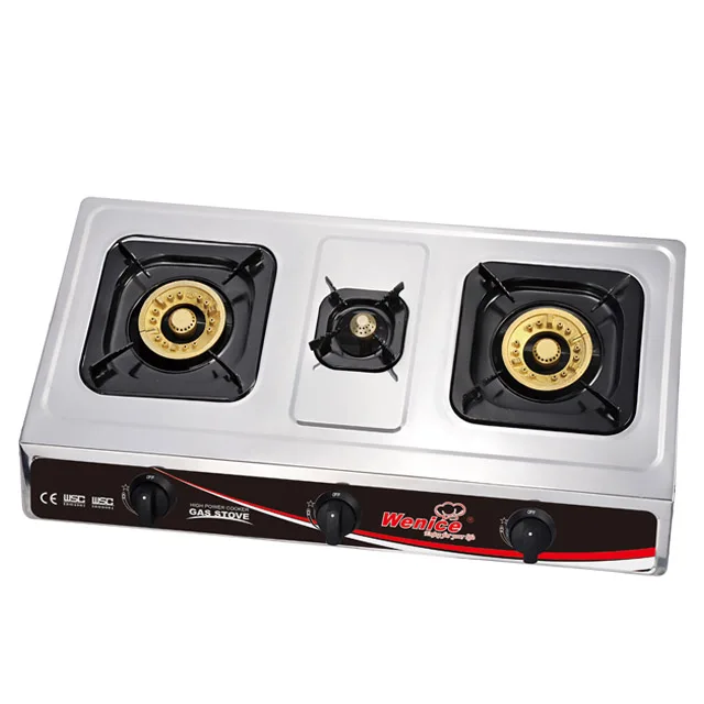 Горячая Распродажа от производителя, недорогая газовая плита из нержавеющей стали с автоматическим зажиганием и 3 ГОРЕЛКАМИ, плита для приготовления пищи