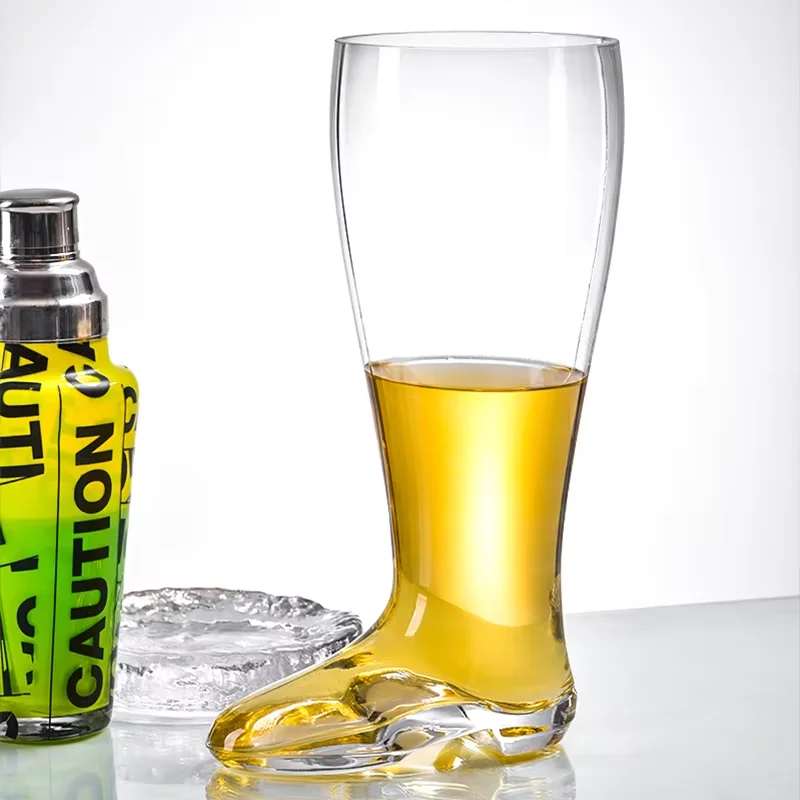 Wholesale 16OZ Transparent Boot Shape Glasses Beer Glass Cup Crystal Material Cup Bar Glassware For Bar Hotel