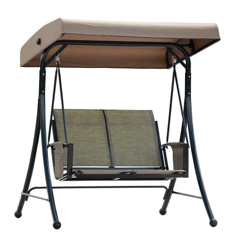 Outdoor garden 2seats hanging swing chair hot selling wrought iron swing for adults wirh canopy