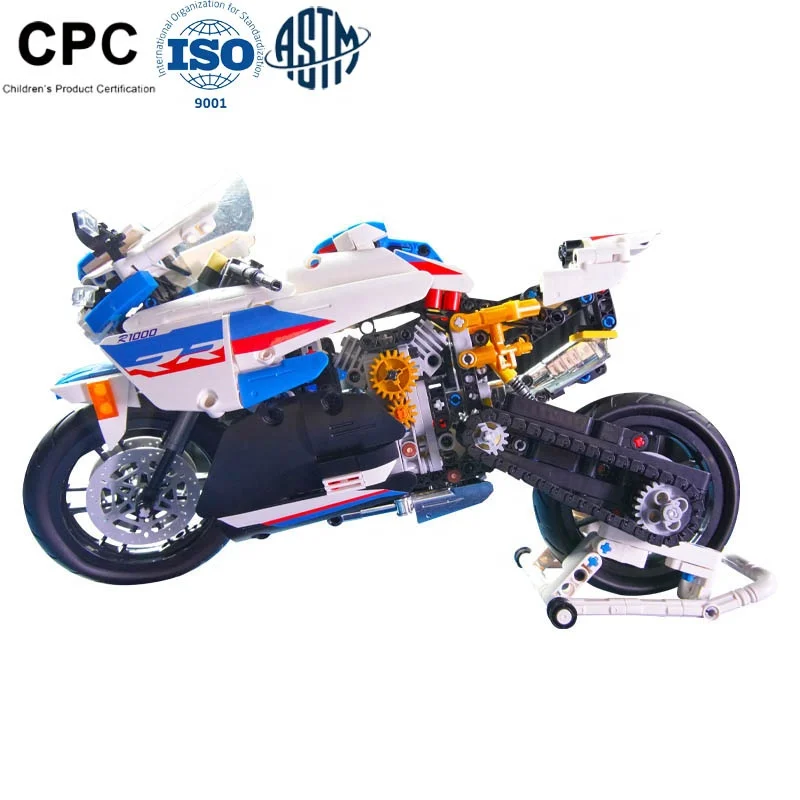2023 New Arrivals Toys Plastic Kawasaki H2R Carbon Fiber Motorcycle Model Toys Gift Packing Child Building Blocks