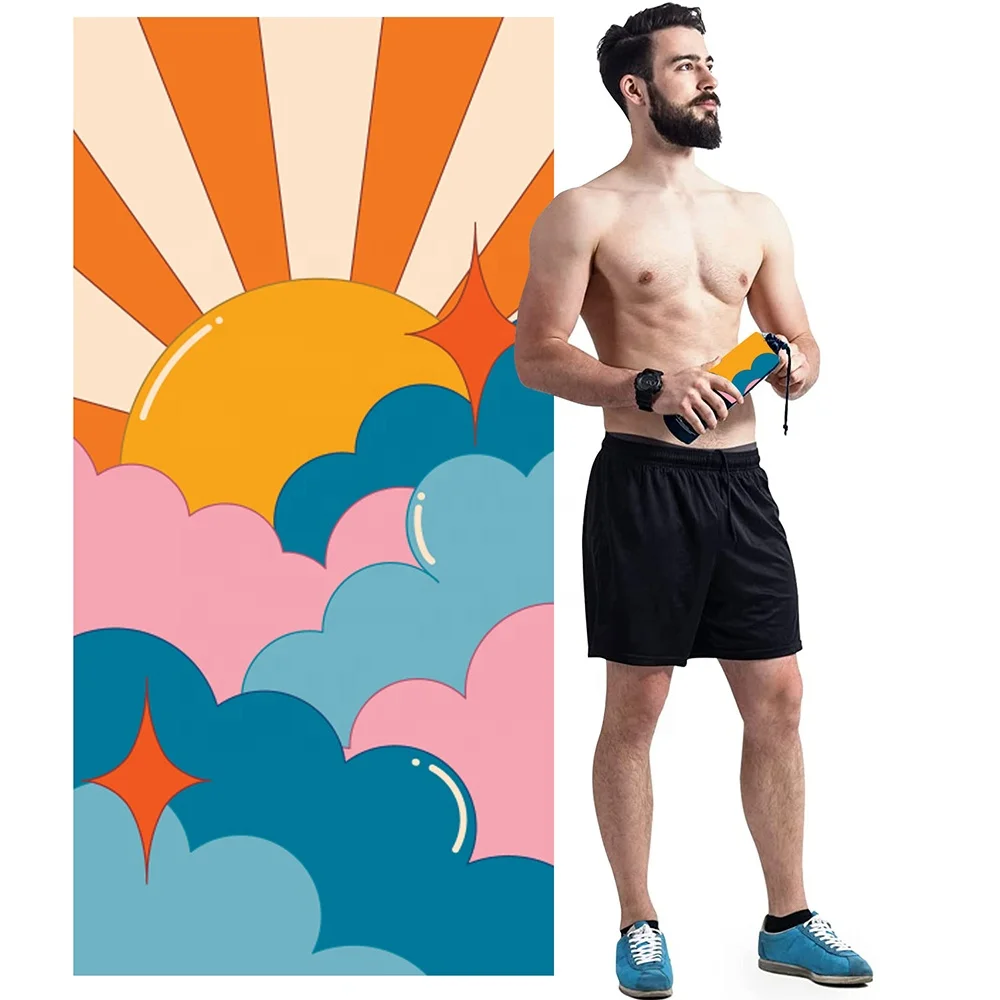 summer quick dry custom sublimation printed suede microfiber microfiber waffle recycled plastic sand free beach towel with logo