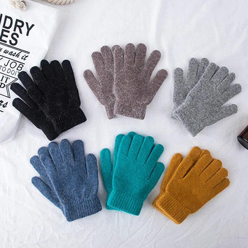 Шерстяные однотонные теплые женские зимние перчатки для езды на велосипеде