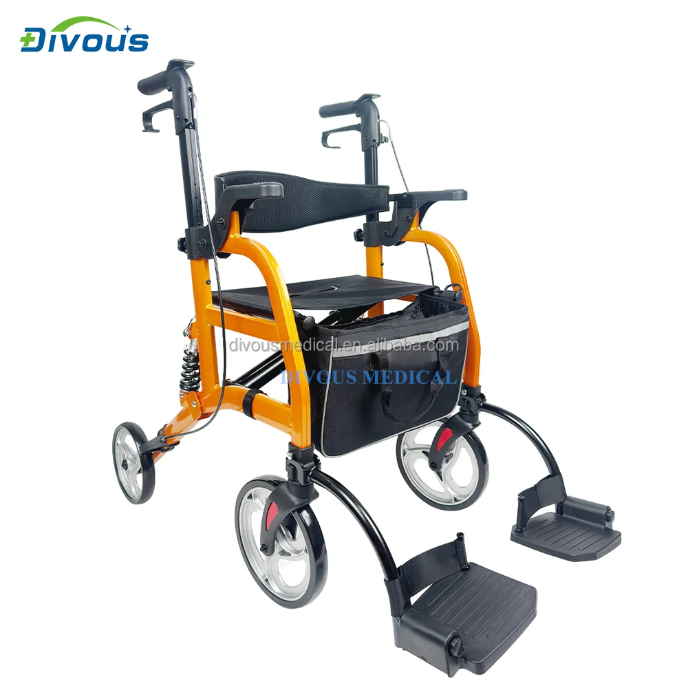 Wholesales Aluminum Patient Health Care Walking Aid Senior Rollator Walker with Handle and Brakes for Elderly