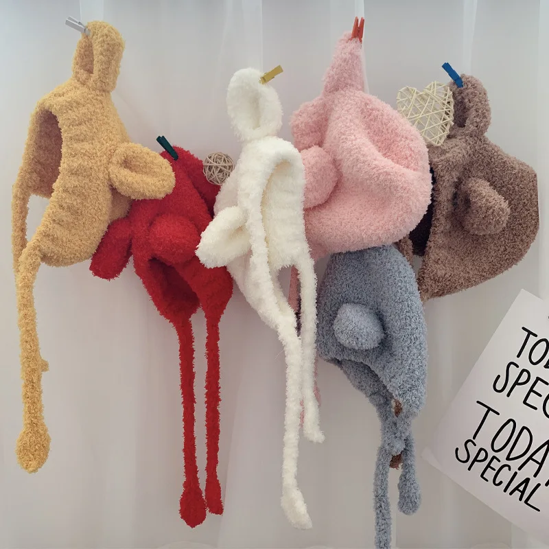 Cute Kid Fleece Knit Beanie Hats Baby Toddler Winter Warm Hat with Ear Flaps