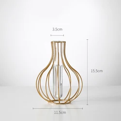 Nordic modern minimalist original golden iron metal wire art hydroponic plant holder flower vase