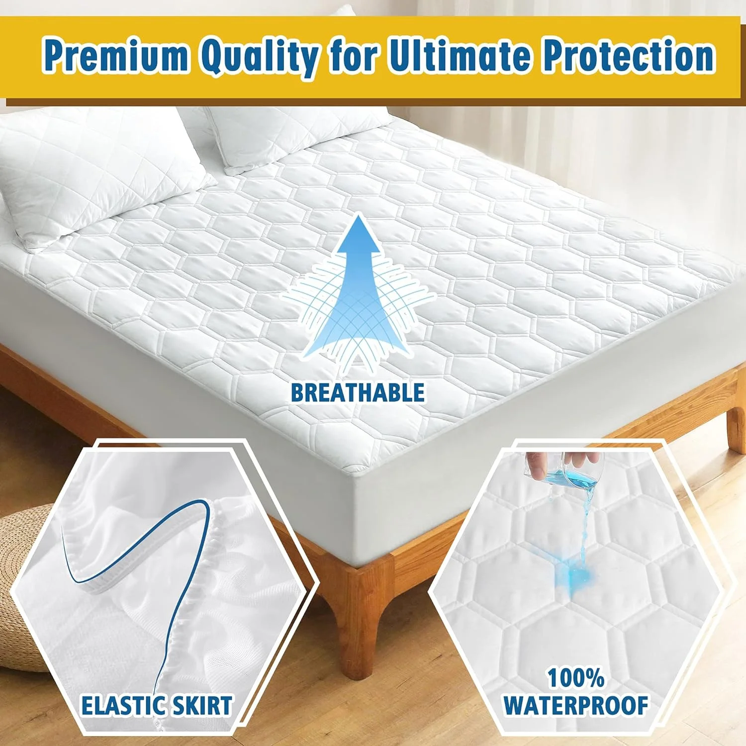 OEM Cubre Queen King Size 2 Packs Microfiber Bed Cover Bed Sheet Waterproof Bamboo Mattress Protector Cover