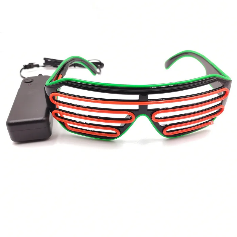 Fashion Party EL Wire Neon Rave Glasses Glow Shutter Glasses Flashing LED Sunglasses
