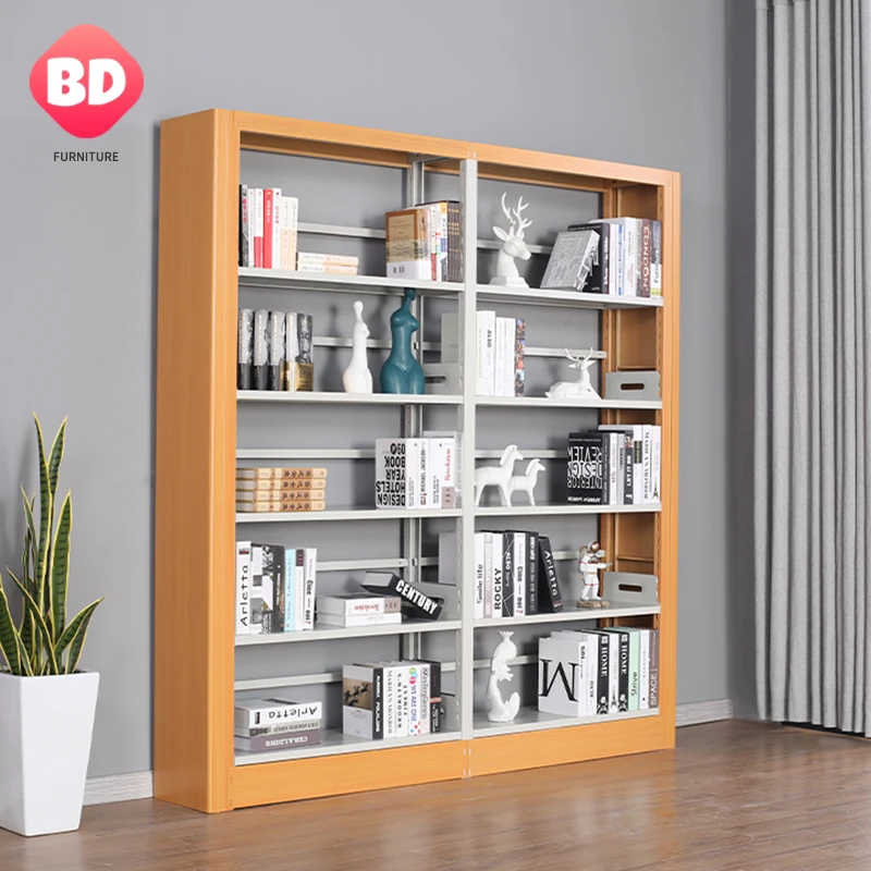 Metal Cheap Bookshelf for Children Classroom Student, Black double sided New Design Metal Bookshelf For School Library