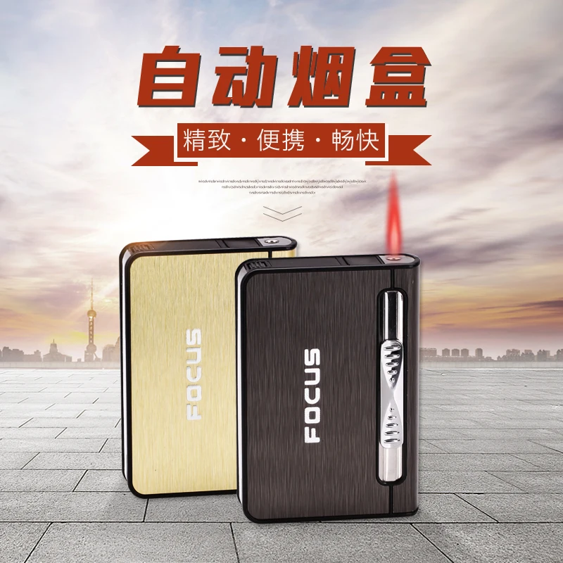  10 pieces of automatic cartridge cigarette aluminum alloy lighter integrated Customized Designs Waterproof Cigarette