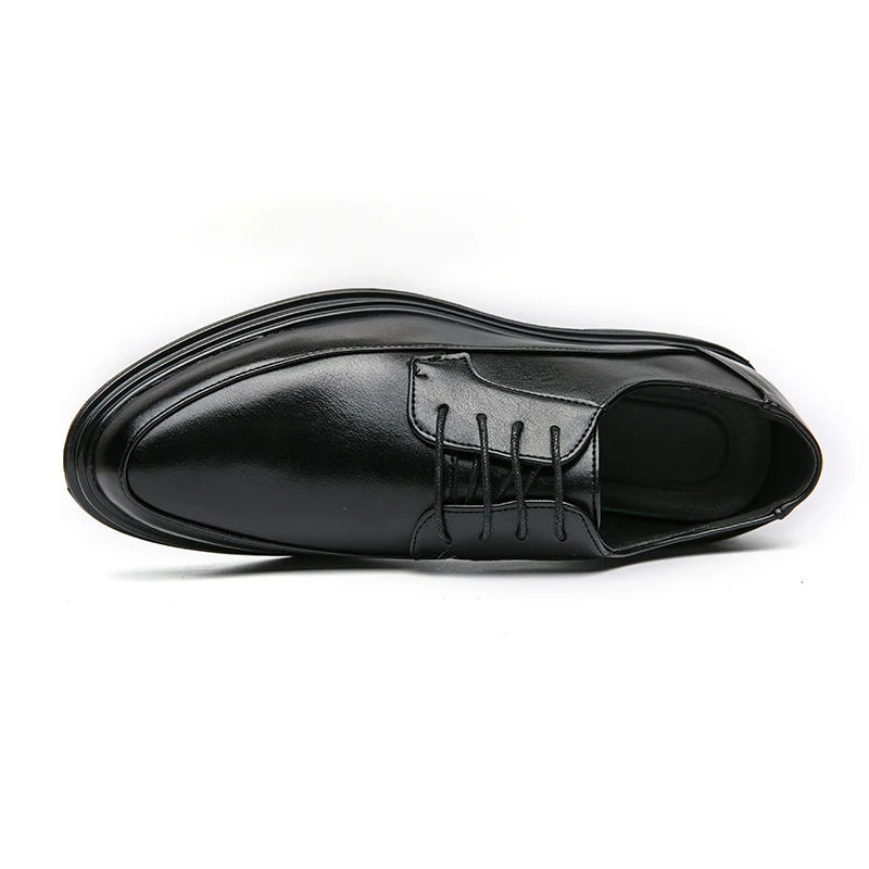 OEM High Quality Lace-up Leather Wear-resistant Point Toe Shoes Casual Walking Styles Leather Loafers Casual Dress Shoes For Men