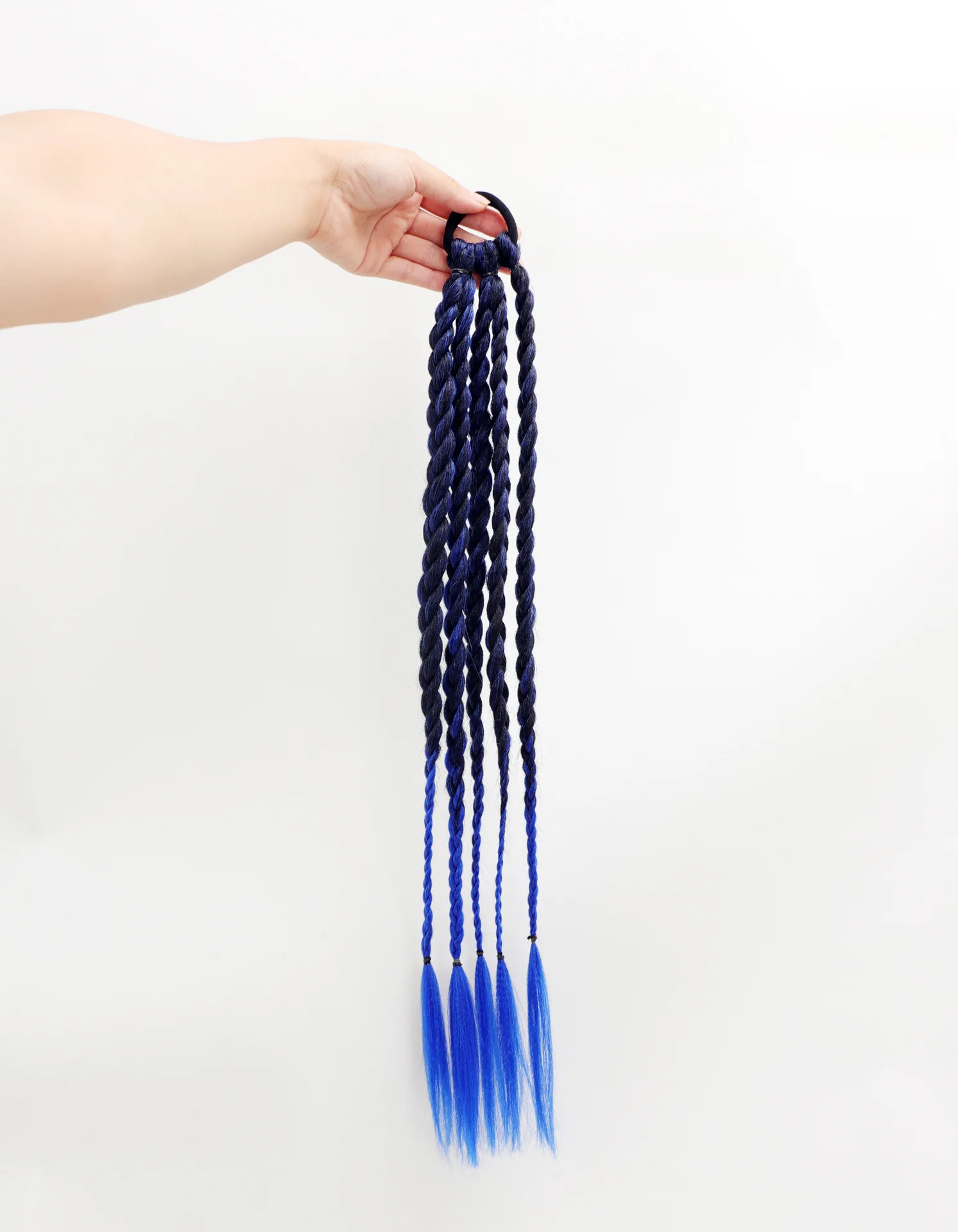 Wholesale Rainbow Braided Synthetic Hairpieces Colored Braids Hair Extensions with Rubber Bands Kids Ponytail Hair Accessories