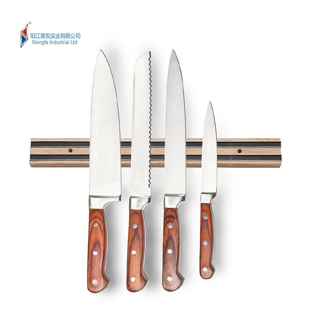 18 Inch rubber wood magnetic holder exposed rubber magnetic knife holder for wall