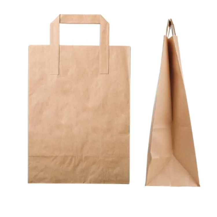 80gsm Flat Handle Bags Different Sizes Kraft Brown Paper Bags With Flat Handles For Pamper Sets Art &Craft Items