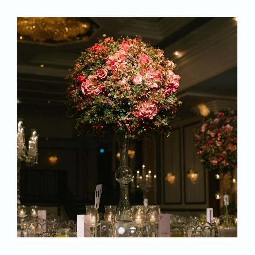 LFB1801 New Fantastic customize large size 75cm green pink flower ball for wedding centerpieces