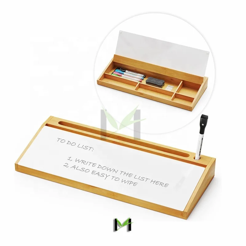 Bamboo Desktop Whiteboard with Organizer Box White Board Holder Keyboard Stand Pad