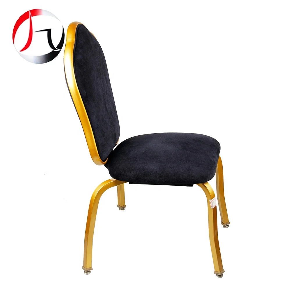 Commercial conference room black velvet aluminum used stackable hotel banquet chairs