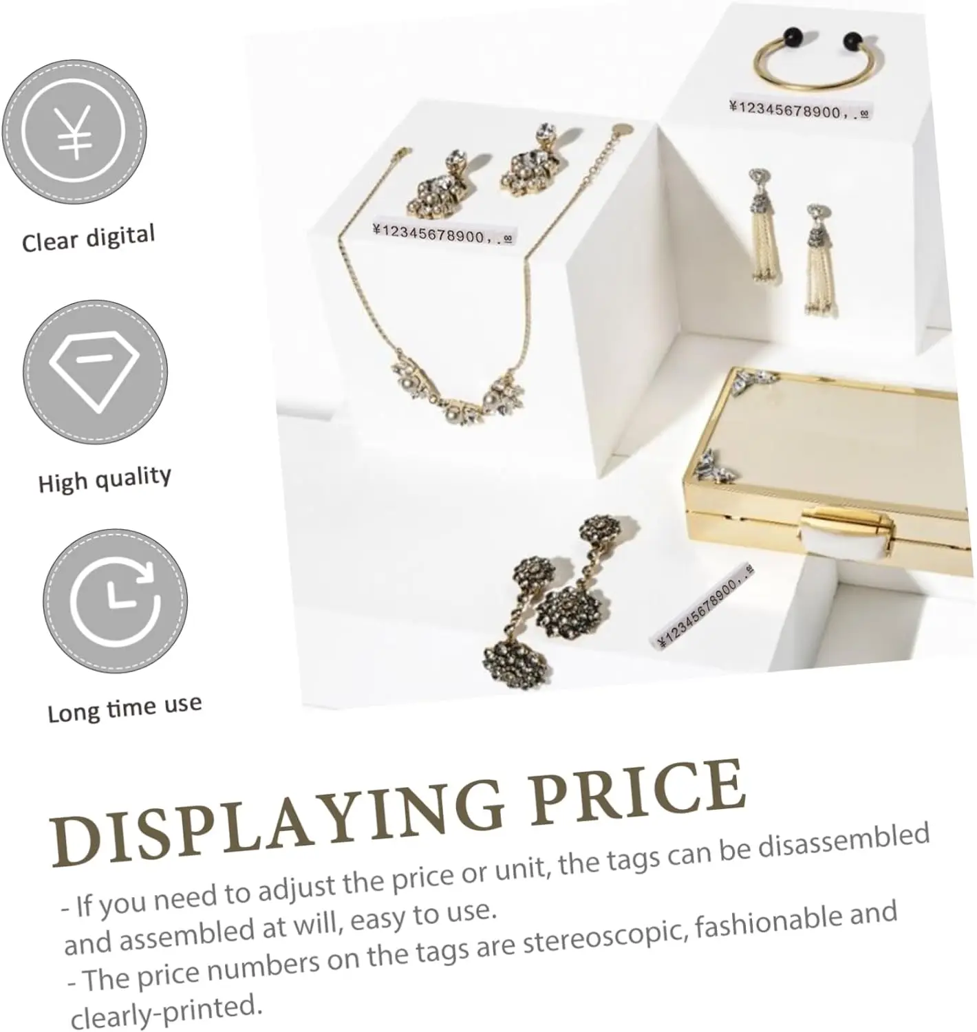 Wholesale Custom Plastic Price Cubes Display Stand Retail Jewelry Cosmetic Sunglasses Watches Digital Pricing Tags Display Shop