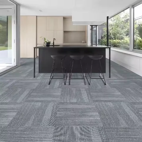 Luxury hotel carpet PP nylon jacquard commercial office carpet tiles PVC floor square carpet 50x50