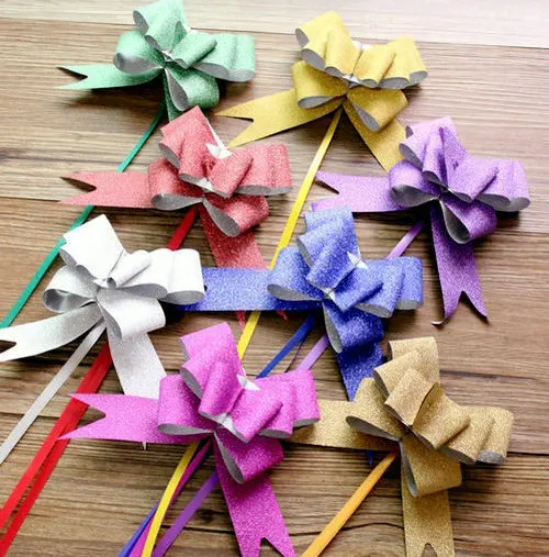 Заводские товары Рождественская лента и бант подарочная упаковка разноцветные банты с цветами звездами для коробок корзины автомобиля свадебное украшение