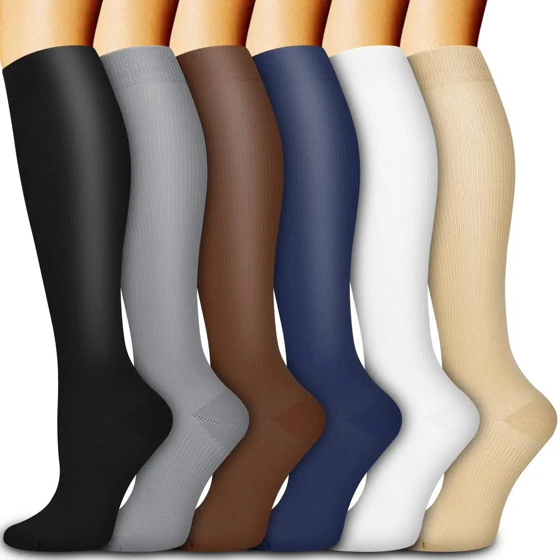 Jingwen OEM  Calcetines De Compression Plus Size Copper Compression Socks 15-20 mmhg