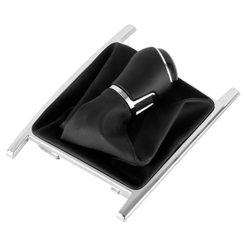 Black silver leather 5/6 speed dust cover Car gear shift knob Shifter Lever Handle For Vw Amarok 2010-2022