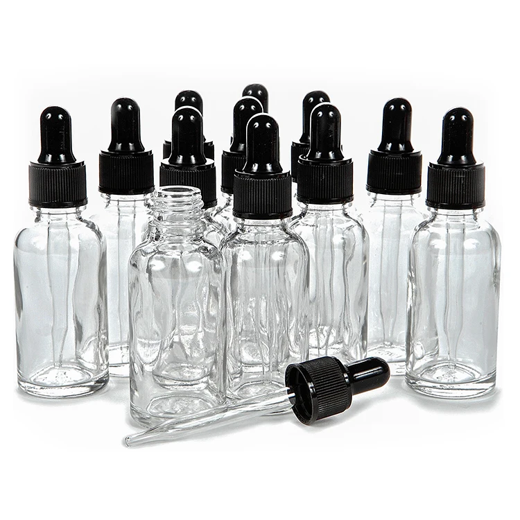 OEM amber clear black 5ml 10ml 15 ml 30 ml 50 ml wholesale essential oil refillable serum pipette bottles dropper bottle