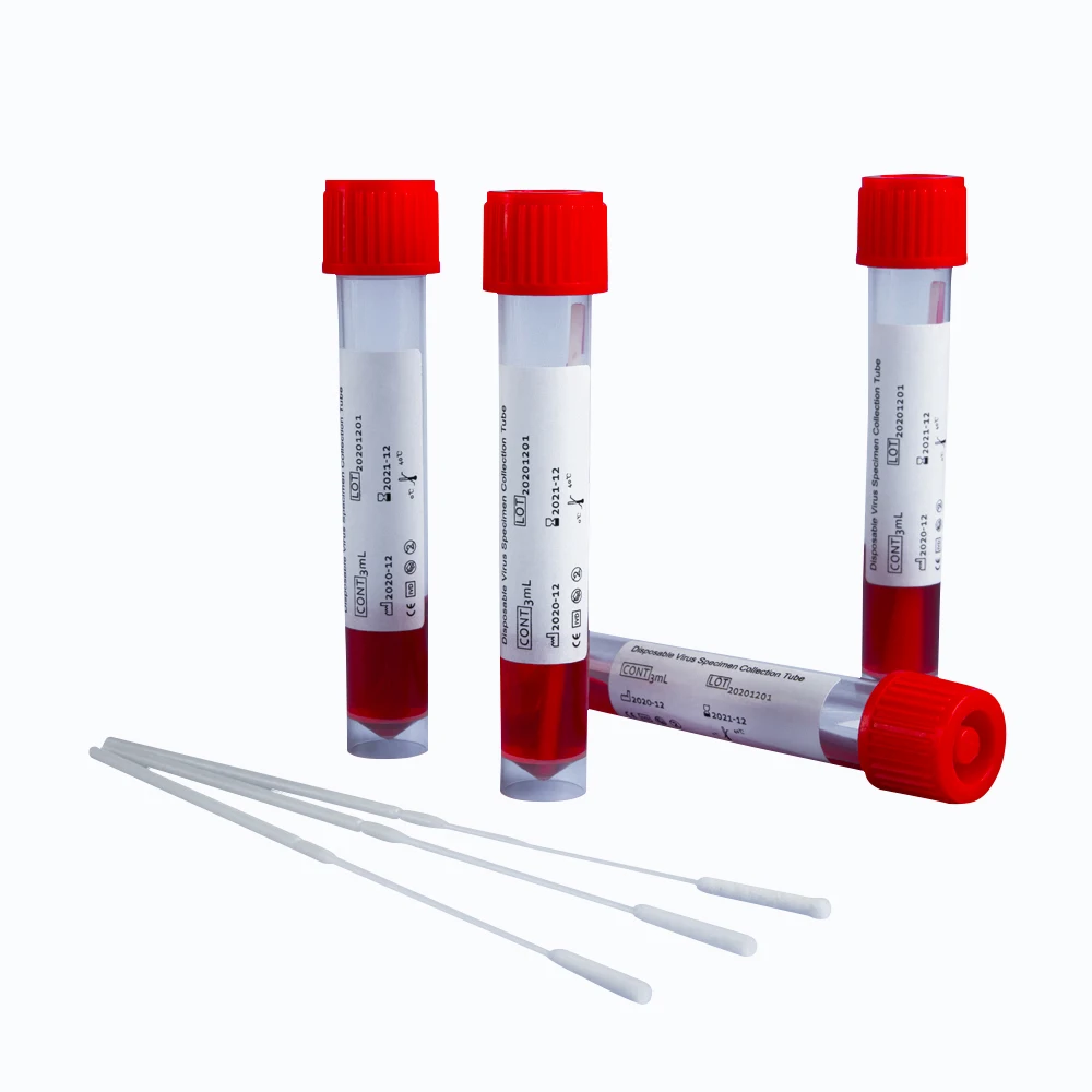 Huaree Medical Disposable Sample Collect Tube Ong VTM Test Kit With Flocked Nylon Sponge Swab Stick