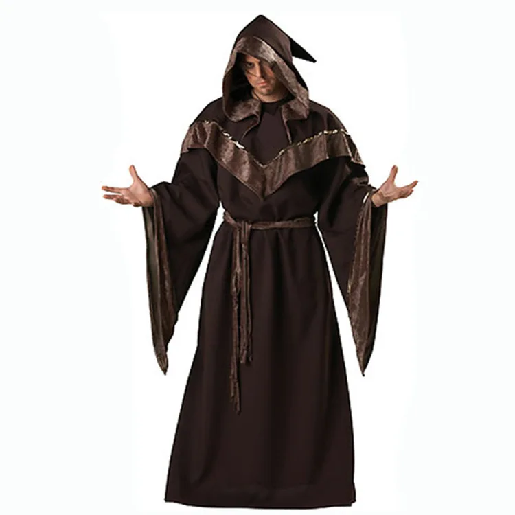 hot selling new medieval adults clothing robe wizard priest party halloween men clothes cosplay costume